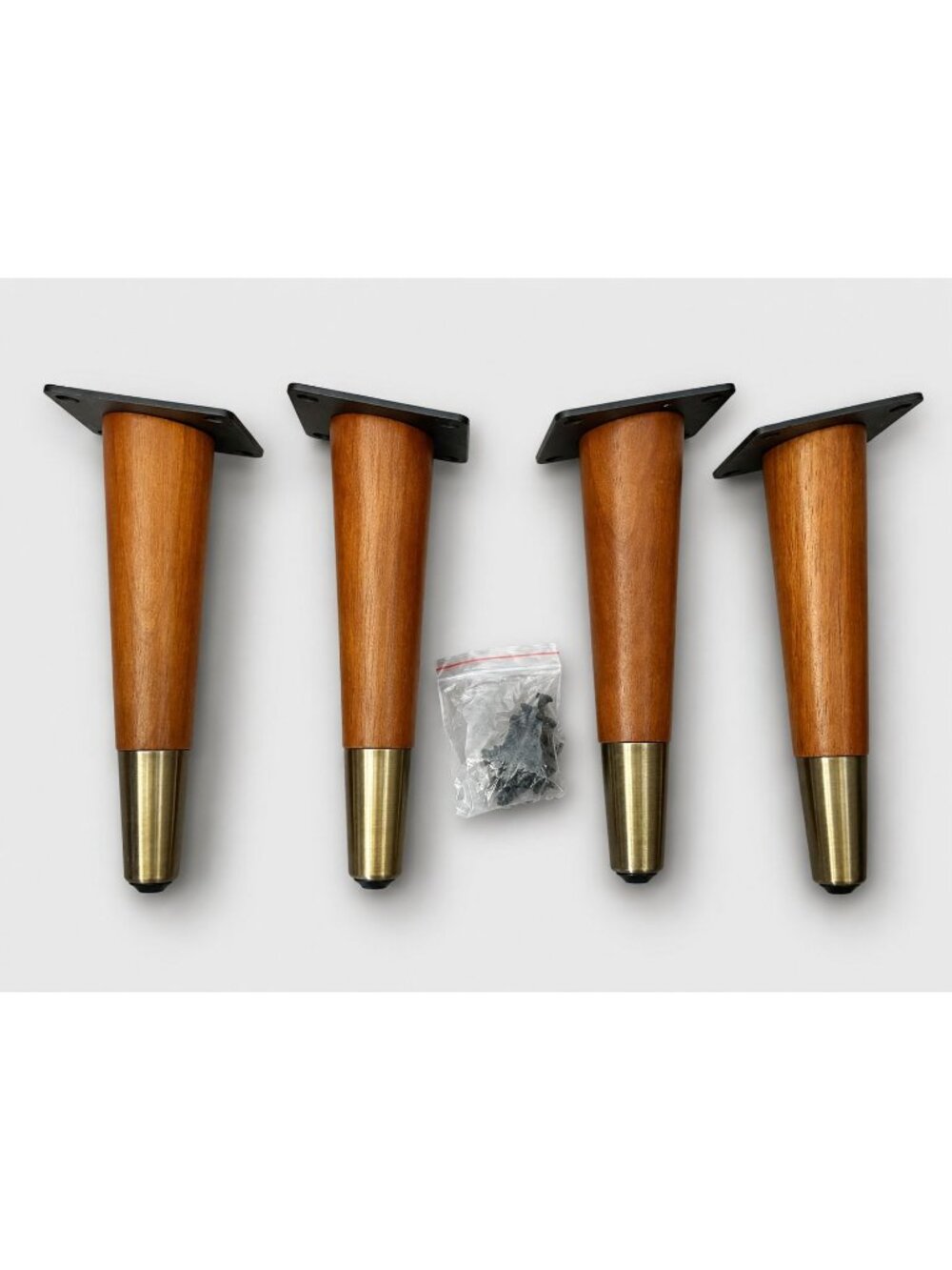 AKB Set of 4 Mid Century Modern 8" Tapered Wood Furniture Legs Dark Bronze